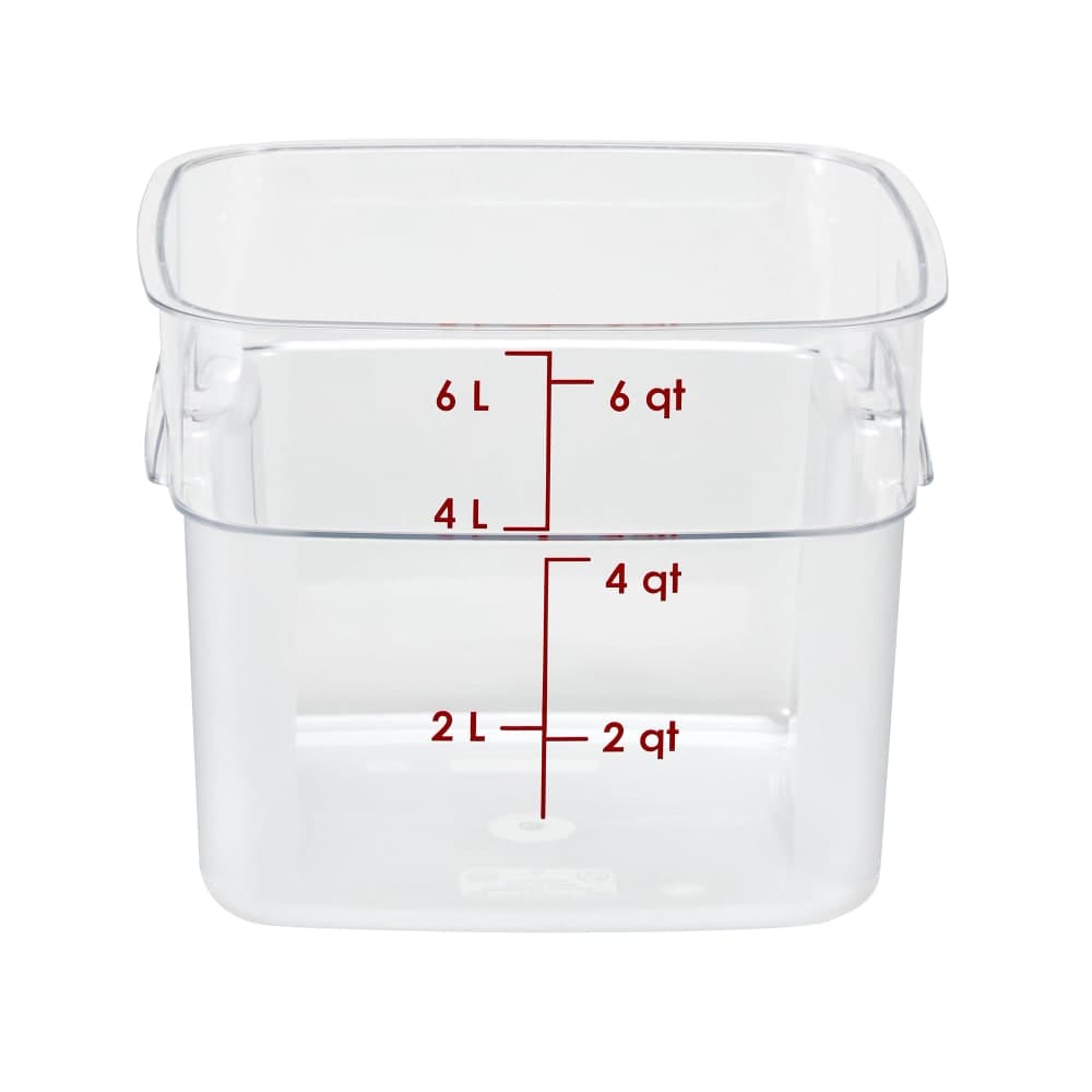 Cambro 6SFSPROCW135 6 qt FreshPro Square Food Storage Container - CamSquare®, Polycarbonate, Red Graduation