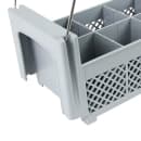 Cambro 8FB434151 Flatware Washing Basket with Handles - Half Size, 8 Compartment, Soft Gray thumbnail 4
