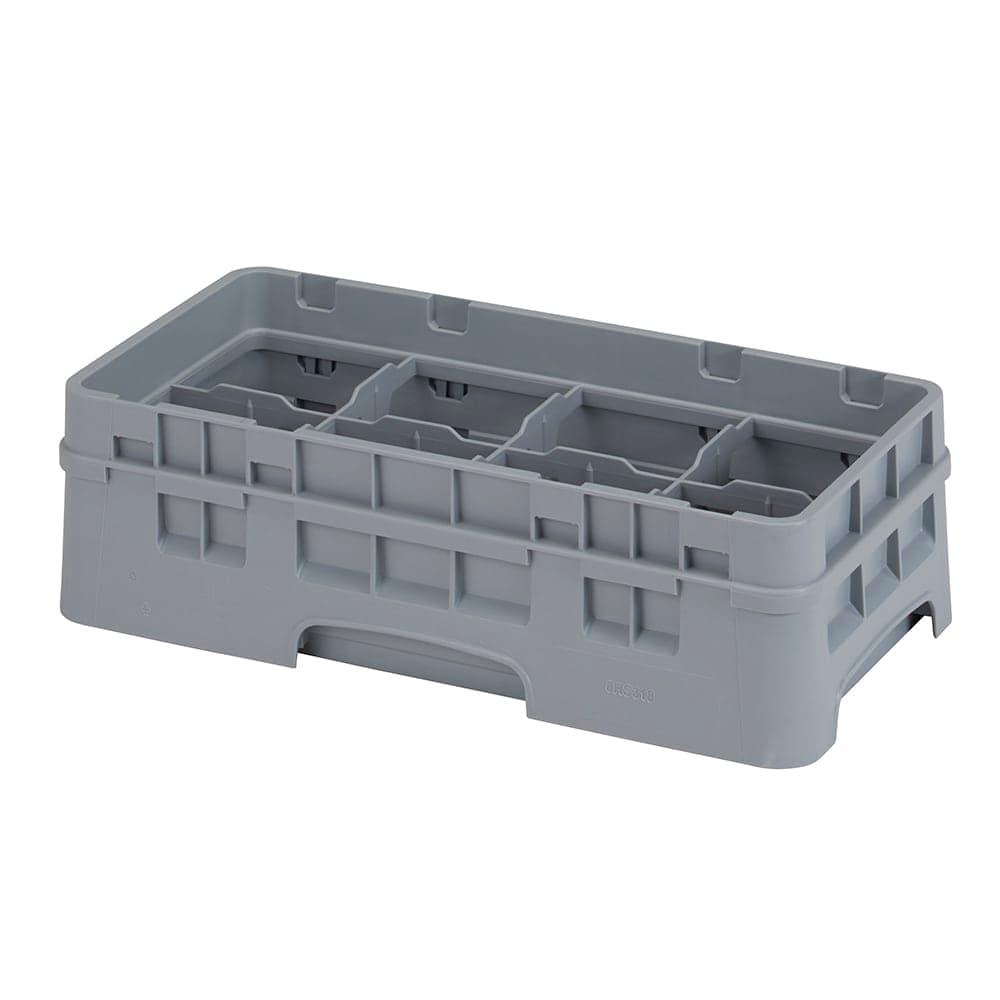 Cambro 8HS318151 Camrack Glass Rack with Extender - Half Size, 8 Compartment, Soft Gray