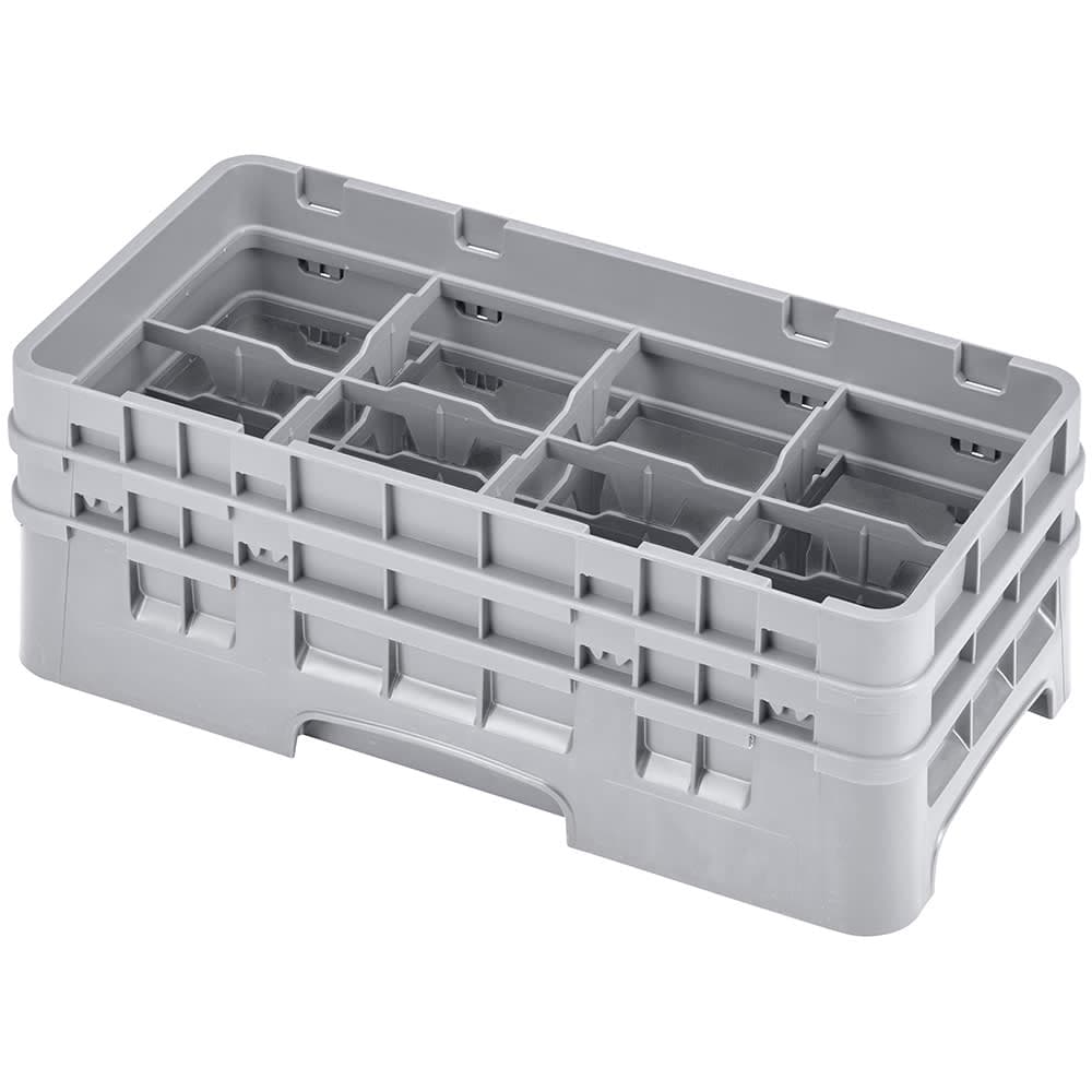 Cambro 8HS434151 Camrack Glass Rack - Half Size, (2)Extenders, 8 Compartment, Soft Gray