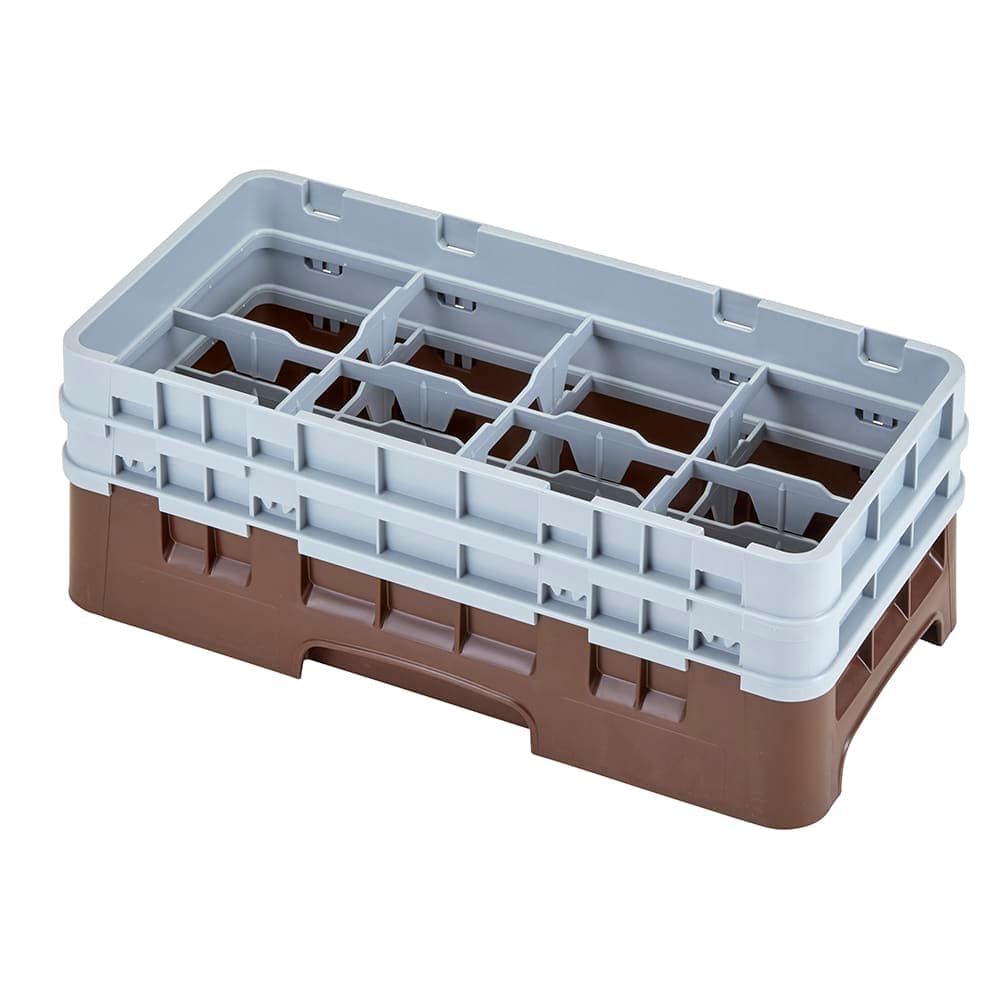 Cambro 8HS434167 Camrack Glass Rack - Half Size, (2)Extenders, 8 Compartments, Brown