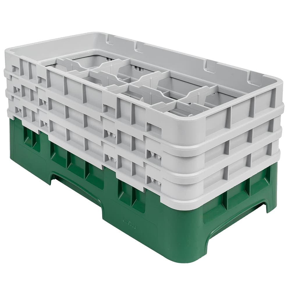 Cambro 8HS638119 Camrack Glass Rack - Half Size, (3)Extenders, 8 Compartment, Sherwood Green