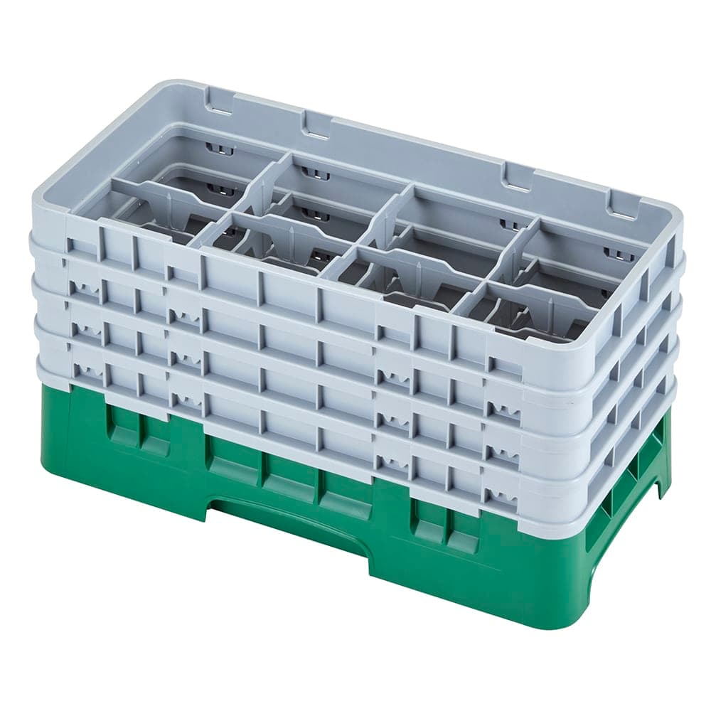 Cambro 8HS800119 Camrack Glass Rack - Half Size, (4)Extenders, 8 Compartment, Sherwood Green