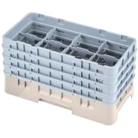 Cambro 8HS800151 Camrack Glass Rack - Half Size, (4)Extenders, 8 Compartment, Soft Gray thumbnail 2