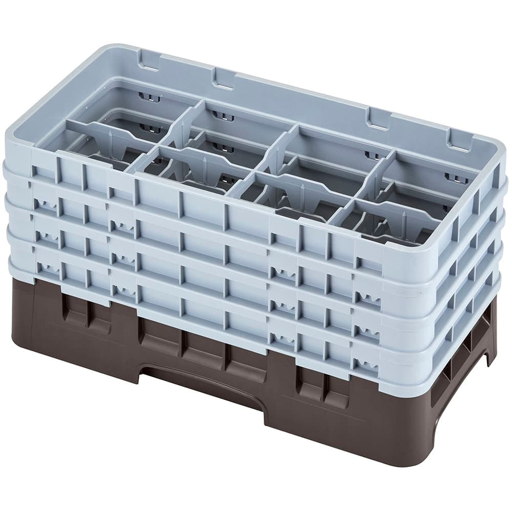 Cambro 8HS800167 Camrack Glass Rack - Half Size, (4)Extenders, 8 Compartments, Brown