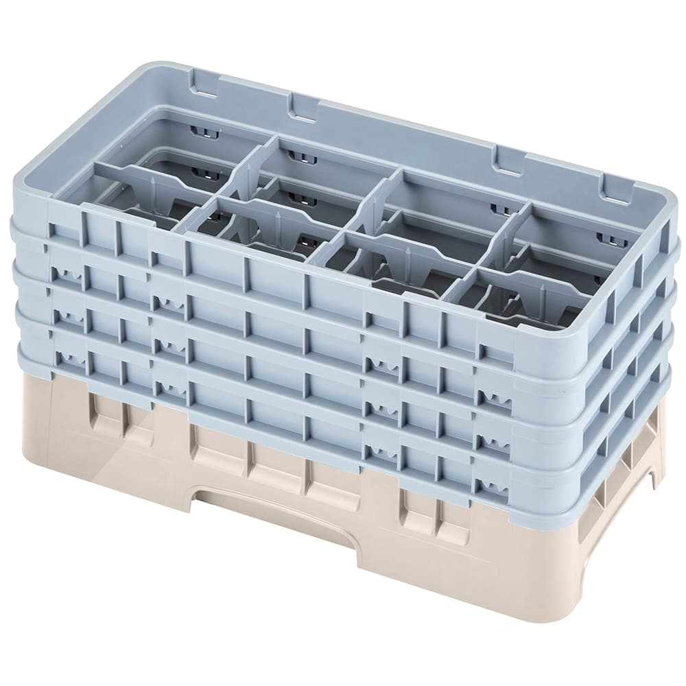 Cambro 8HS800184 Camrack Glass Rack - Half Size, (4)Extenders, 8 Compartments, Beige