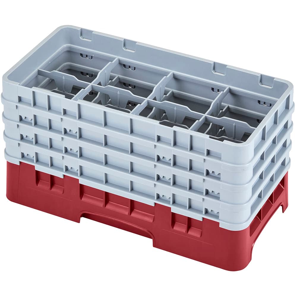 Cambro 8HS800416 Camrack Glass Rack - Half Size, (4)Extenders, 8 Compartments, Cranberry