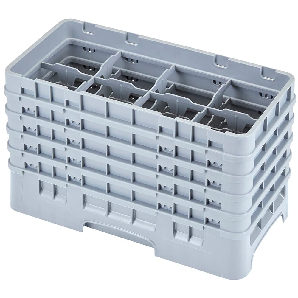 Cambro 8HS958151 Camrack Glass Rack - Half Size, (5)Extenders, 8 Compartment, Soft Gray