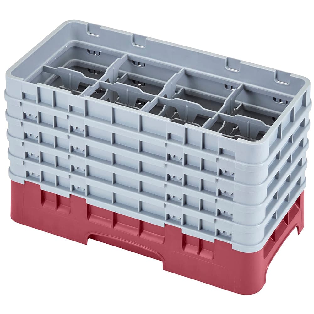 Cambro 8HS958416 Camrack Glass Rack - Half Size, (5)Extenders, 8 Compartments, Cranberry