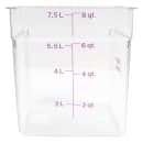 Cambro 8SFSCW441 8 qt Square Food Storage Container - CamSquare®, Allergen-Free, Polycarbonate, Clear thumbnail 2