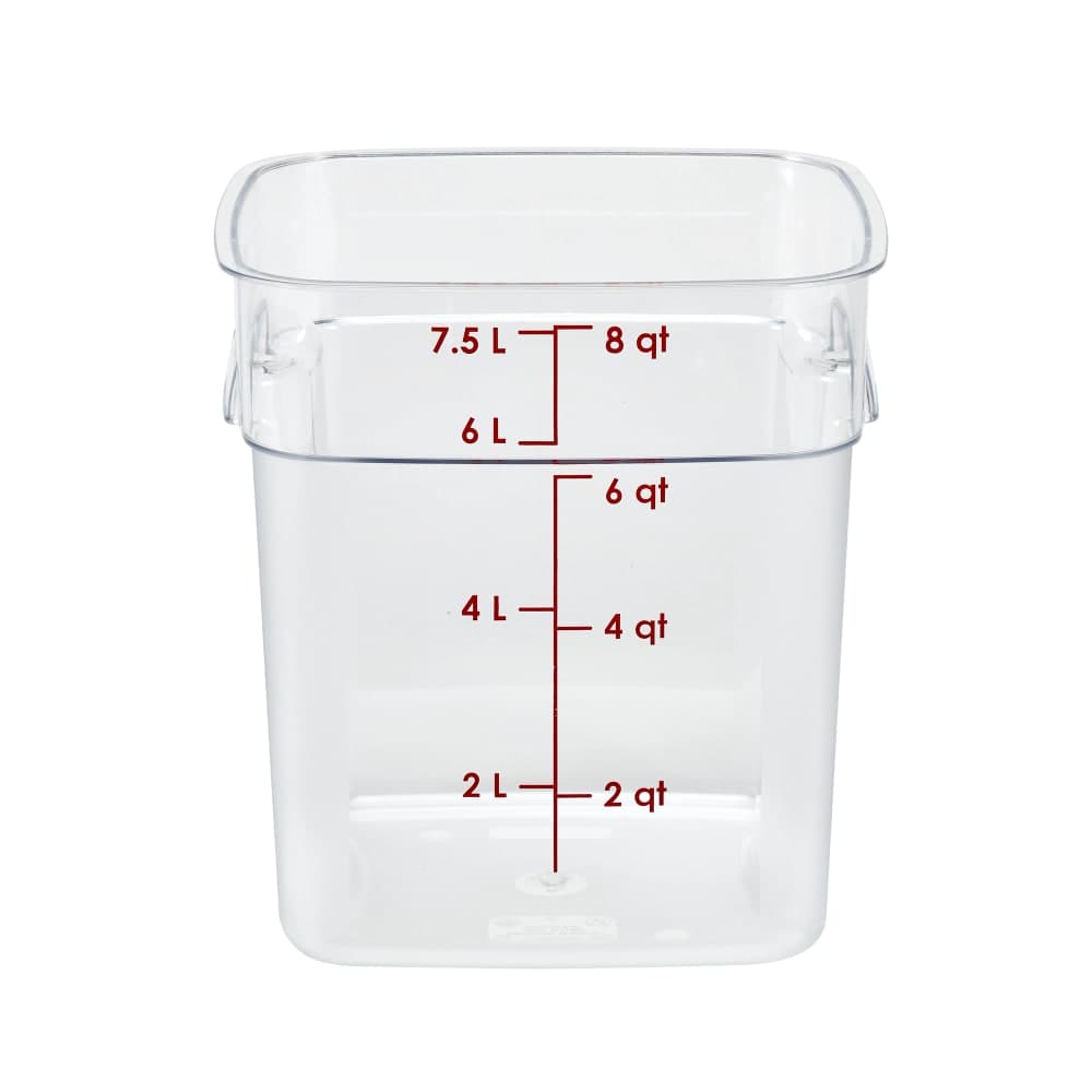 Cambro 8SFSPROCW135 8 qt FreshPro Square Food Storage Container - CamSquare®, Polycarbonate, Red Graduation