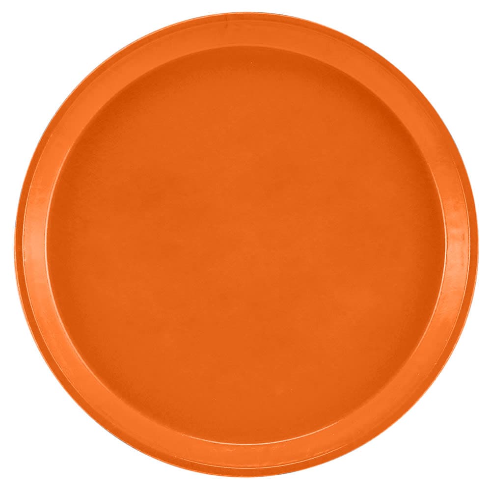 Cambro 900220 9" Round Serving Camtray - Fiberglass, Citrus Orange