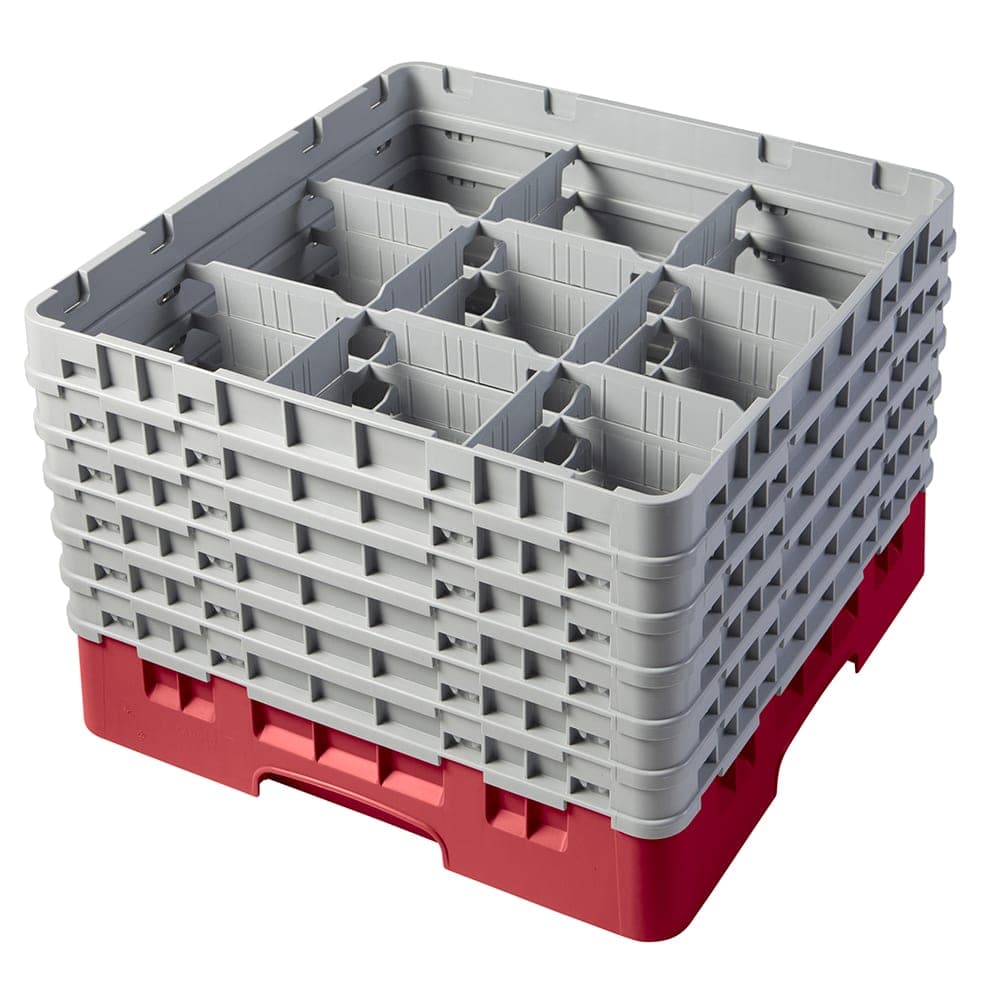 Cambro 9S1114163 Camrack® Glass Rack w/ (9) Compartments - (6) Extenders, Red