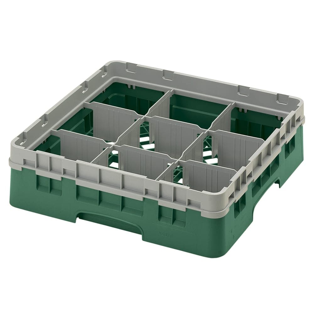 Cambro 9S318119 Camrack® Glass Rack w/ (9) Compartments - (1) Gray Extender, Sherwood Green