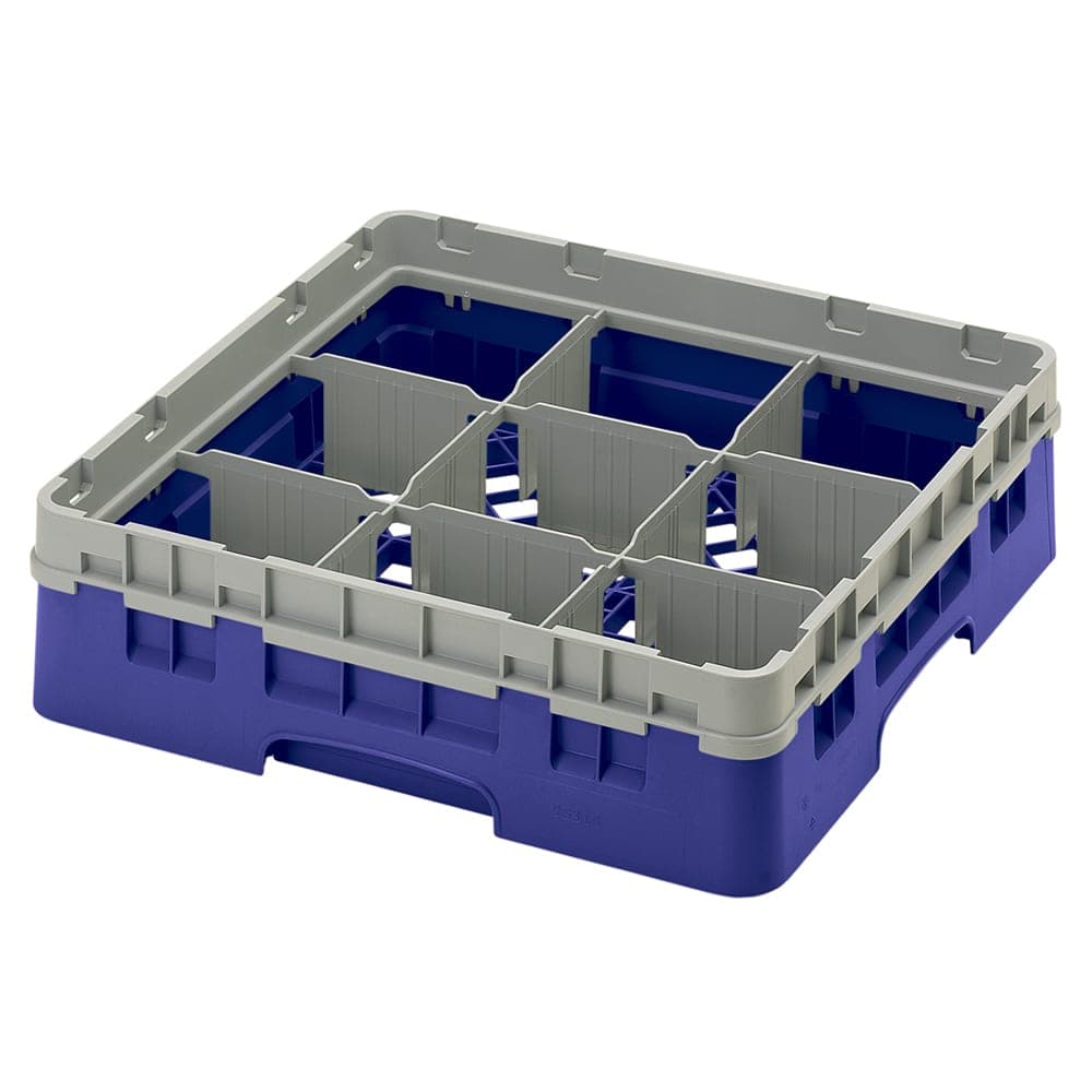 Cambro 9S318186 Camrack® Glass Rack w/ (9) Compartments - (1) Gray Extender, Navy Blue