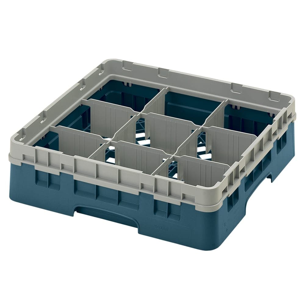 Cambro 9S318414 Camrack® Glass Rack w/ (9) Compartments - (1) Gray Extender, Teal