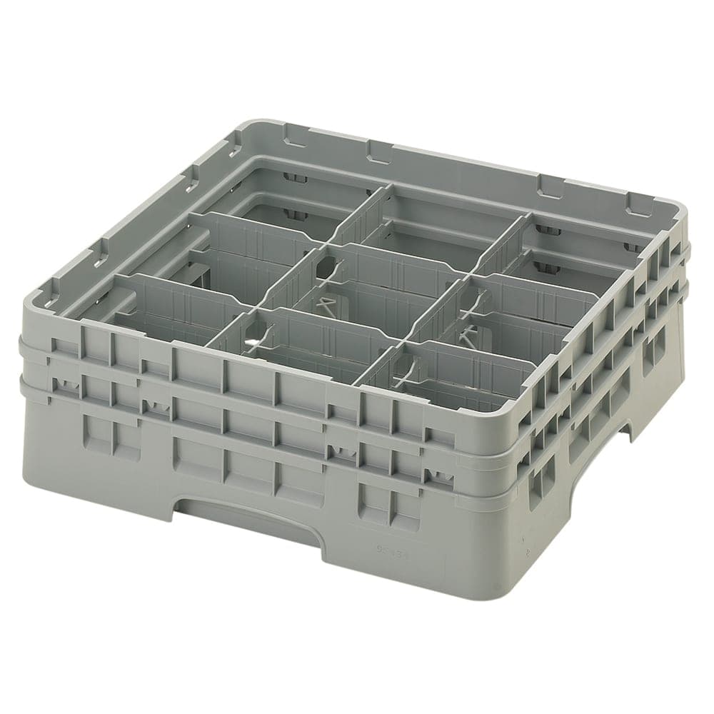 Cambro 9S434151 Camrack® Glass Rack w/ (9) Compartments - (2) Gray Extenders, Soft Gray