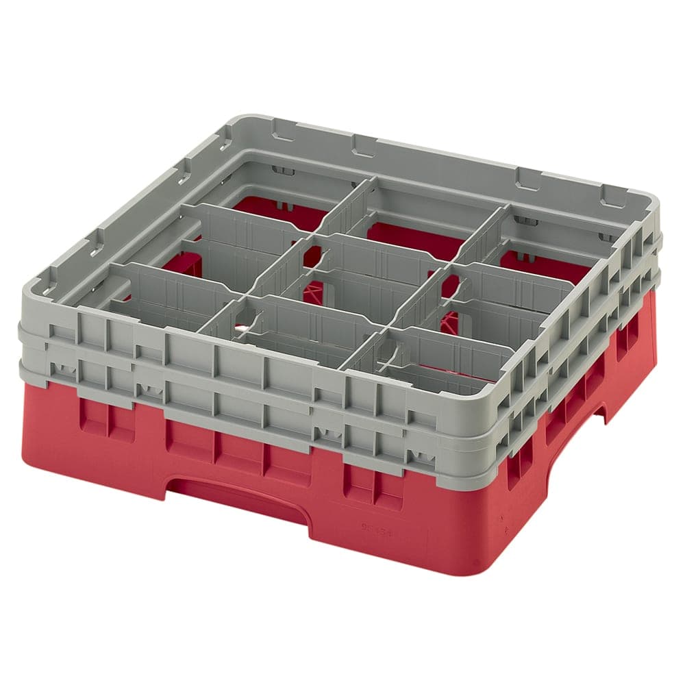 Cambro 9S434163 Camrack® Glass Rack w/ (9) Compartments - (2) Gray Extenders, Red