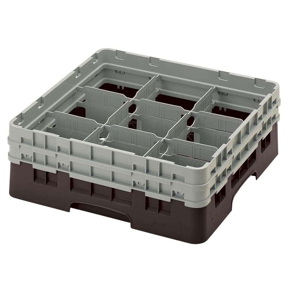 Cambro 9S434167 Camrack® Glass Rack w/ (9) Compartments - (2) Gray Extenders, Brown