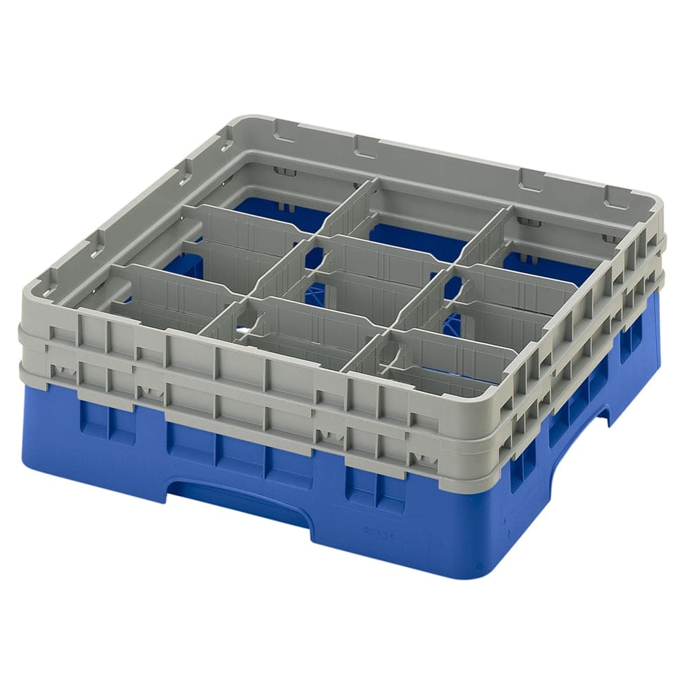 Cambro 9S434168 Camrack® Glass Rack w/ (9) Compartments - (2) Gray Extenders, Blue