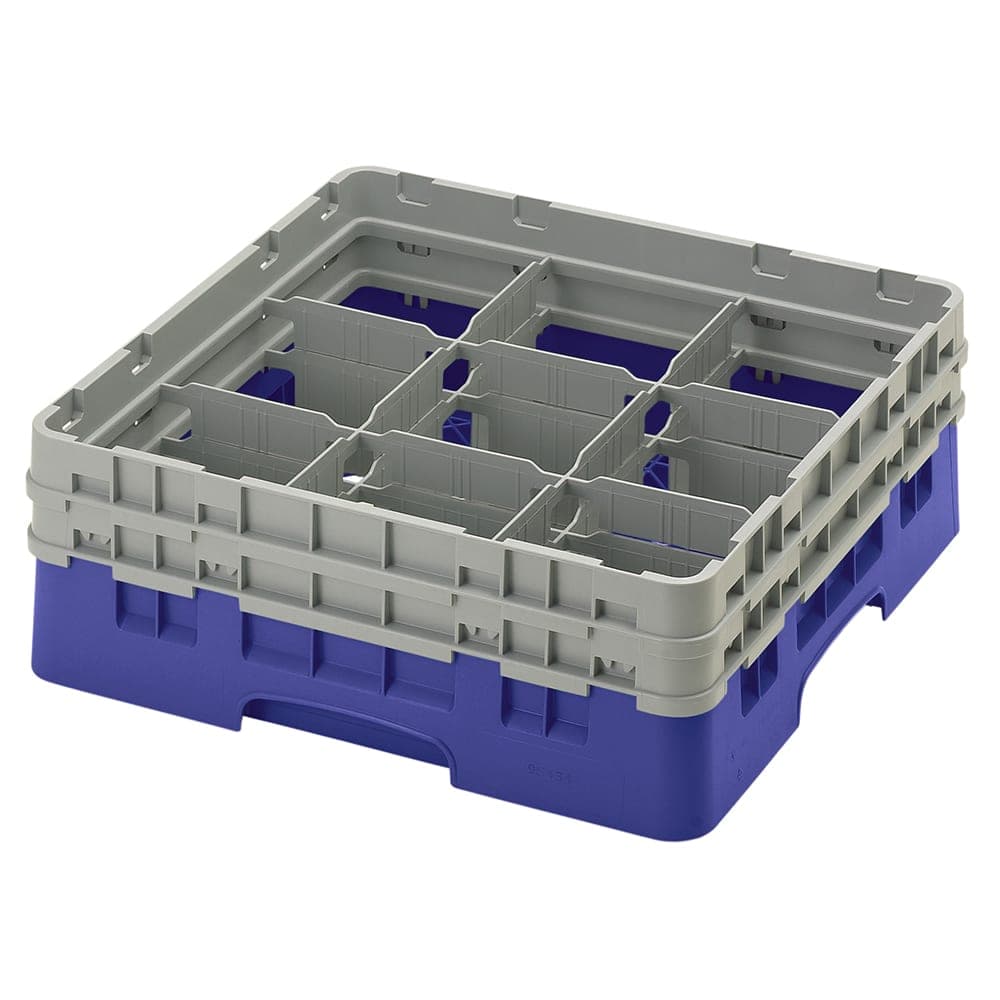 Cambro 9S434186 Camrack® Glass Rack w/ (9) Compartments - (2) Gray Extenders, Navy Blue