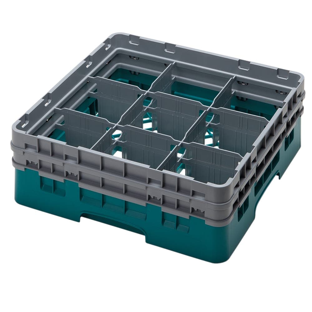 Cambro 9S434414 Camrack® Glass Rack w/ (9) Compartments - (2) Gray Extenders, Teal
