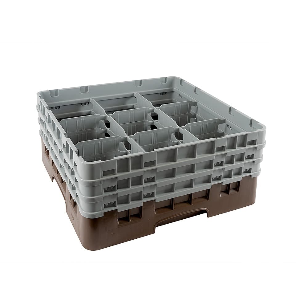 Cambro 9S638167 Camrack® Glass Rack w/ (9) Compartments - (3) Gray Extenders, Brown
