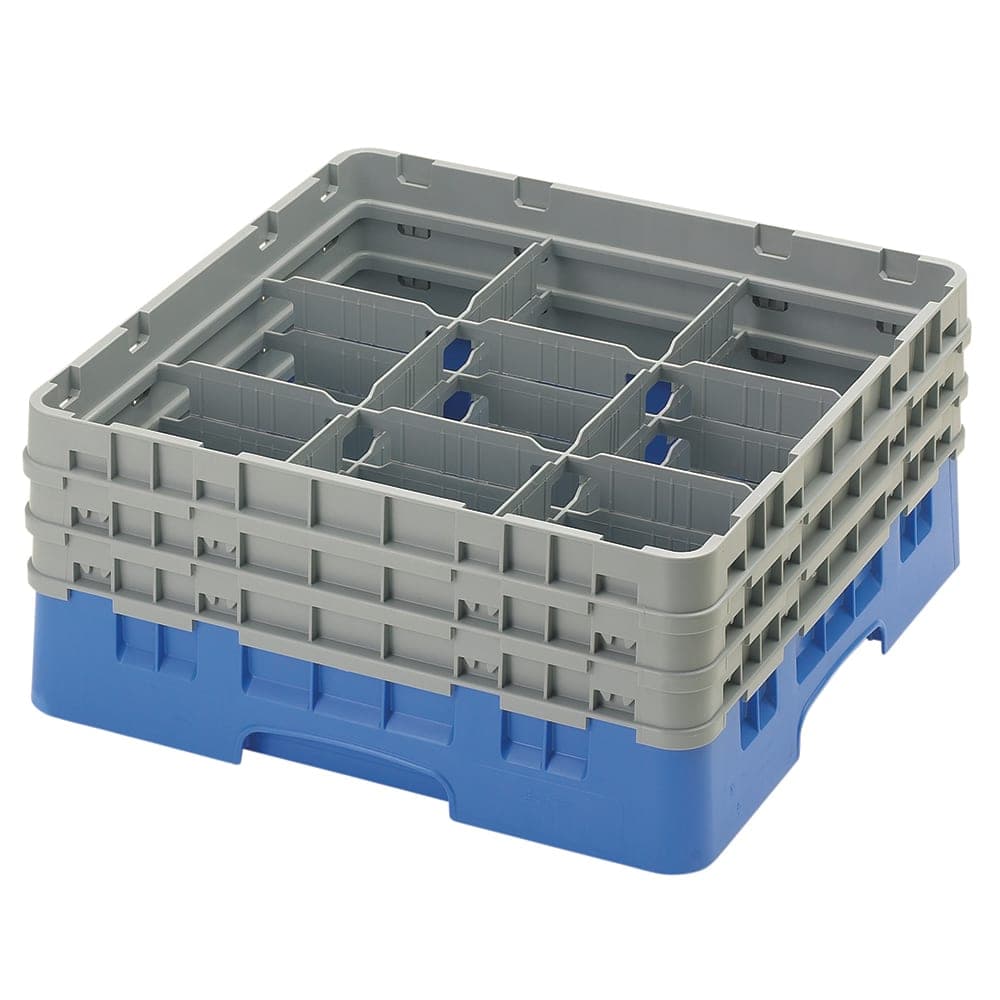 Cambro 9S638168 Camrack® Glass Rack w/ (9) Compartments - (3) Gray Extenders, Blue