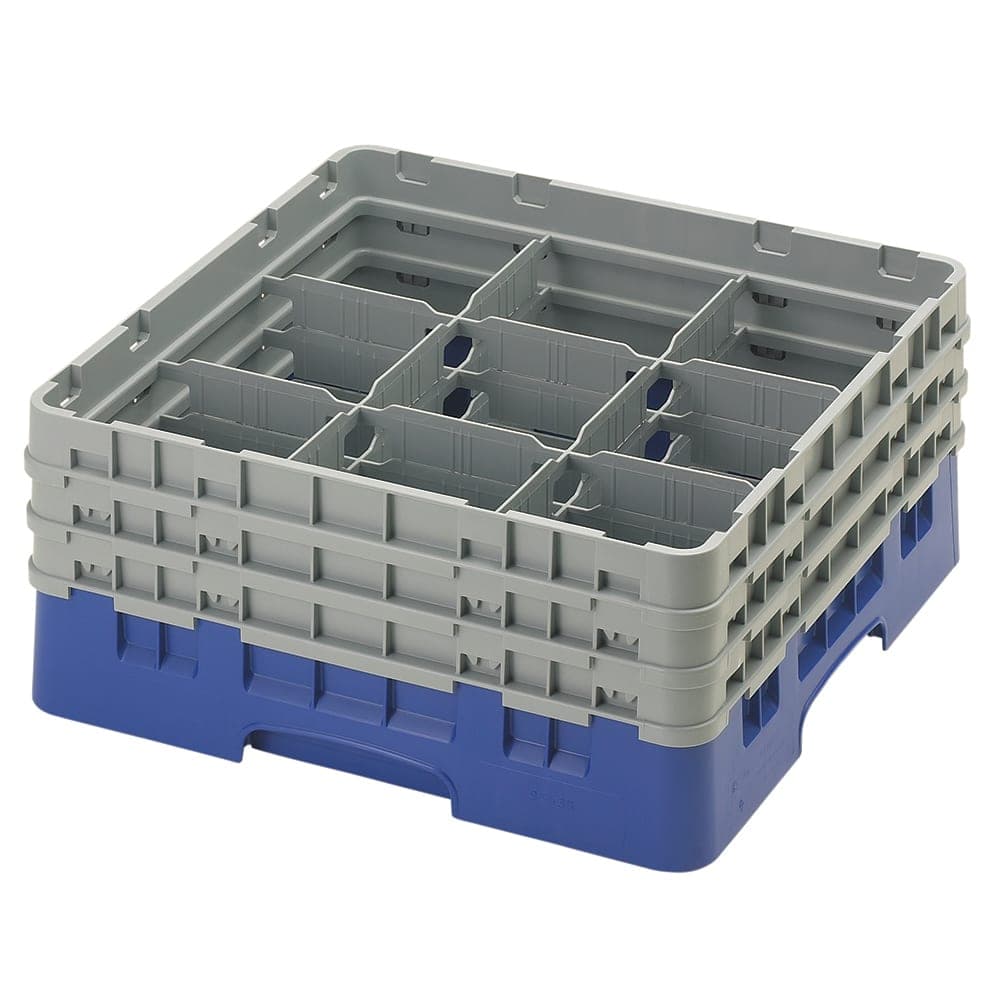 Cambro 9S638186 Camrack® Glass Rack w/ (9) Compartments - (3) Gray Extenders, Navy Blue