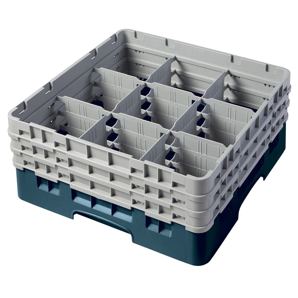 Cambro 9S638414 Camrack® Glass Rack w/ (9) Compartments - (3) Gray Extenders, Teal