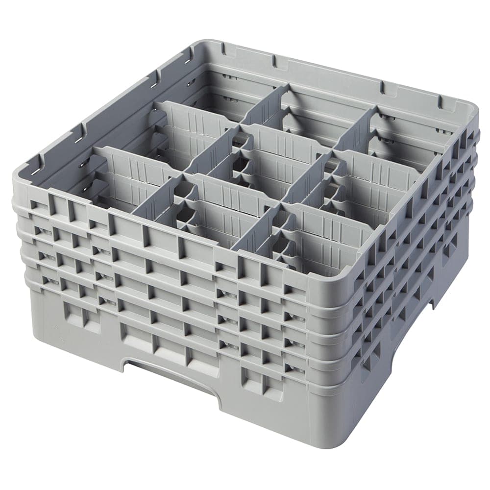 Cambro 9S800151 Camrack® Glass Rack w/ (9) Compartments - (4) Gray Extenders, Soft Gray