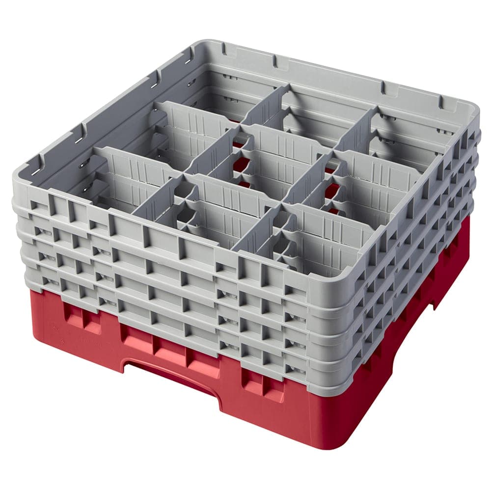 Cambro 9S800163 Camrack® Glass Rack w/ (9) Compartments - (4) Gray Extenders, Red