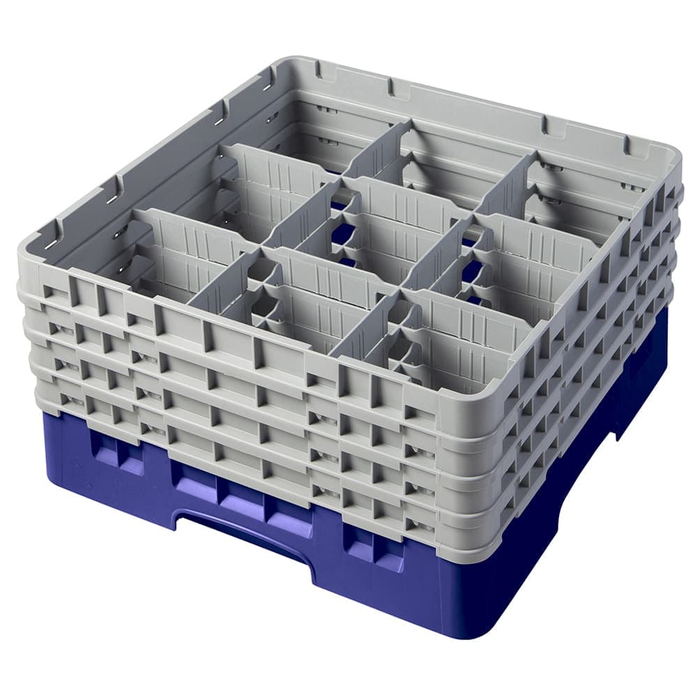 Cambro 9S800186 Camrack® Glass Rack w/ (9) Compartments - (4) Gray Extenders, Navy Blue
