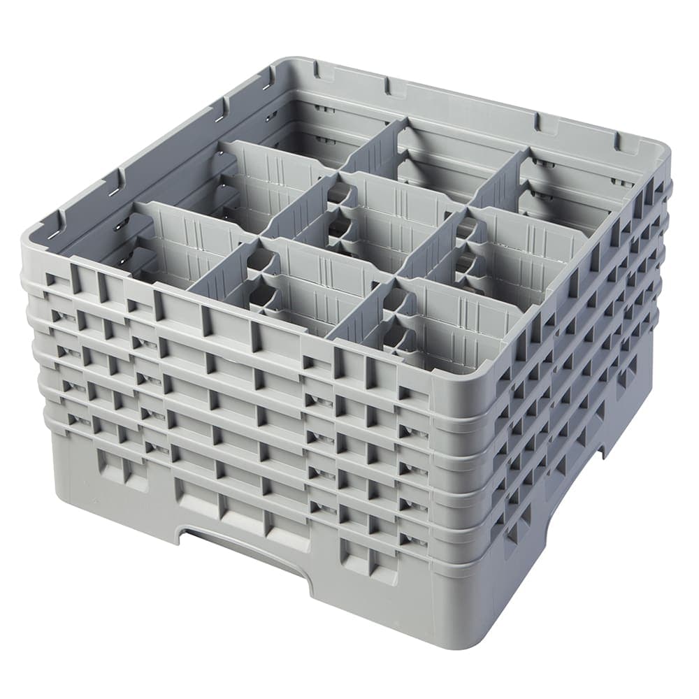 Cambro 9S958151 Camrack® Glass Rack w/ (9) Compartments - (5) Gray Extenders, Soft Gray
