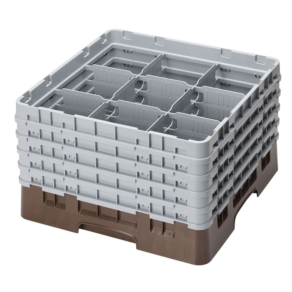 Cambro 9S958167 Camrack® Glass Rack w/ (9) Compartments - (5) Gray Extenders, Brown