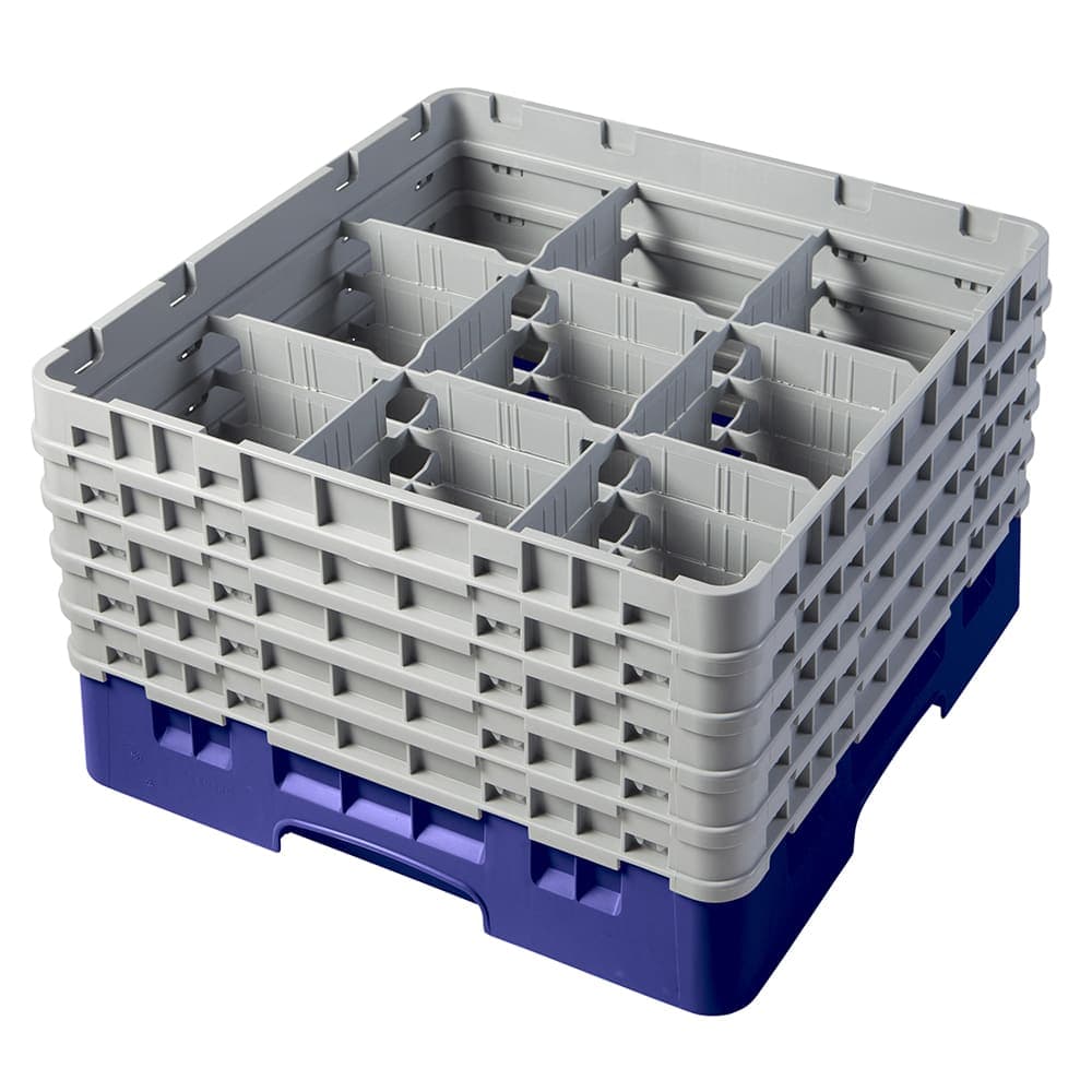 Cambro 9S958186 Camrack® Glass Rack w/ (9) Compartments - (5) Gray Extenders, Navy Blue