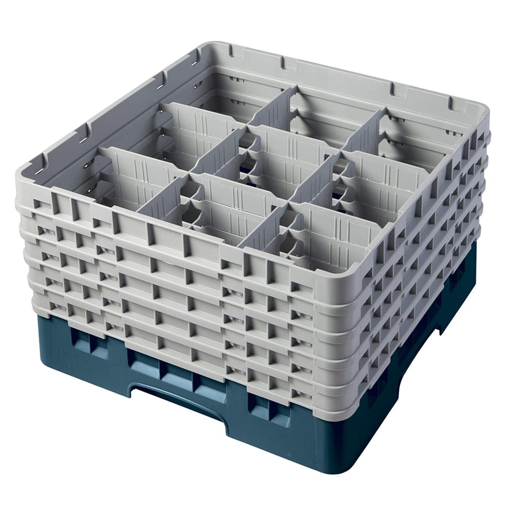 Cambro 9S958414 Camrack® Glass Rack w/ (9) Compartments - (5) Gray Extenders, Teal