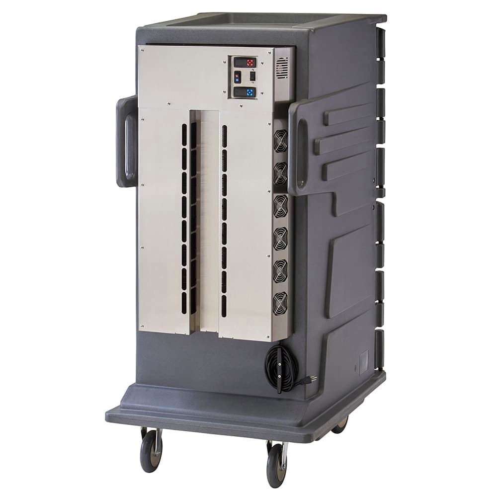 Cambro CMBHC1826TSF191 Camtherm Hot/Cold Cart - Thermometer, 6" Casters, Granite Gray 125v