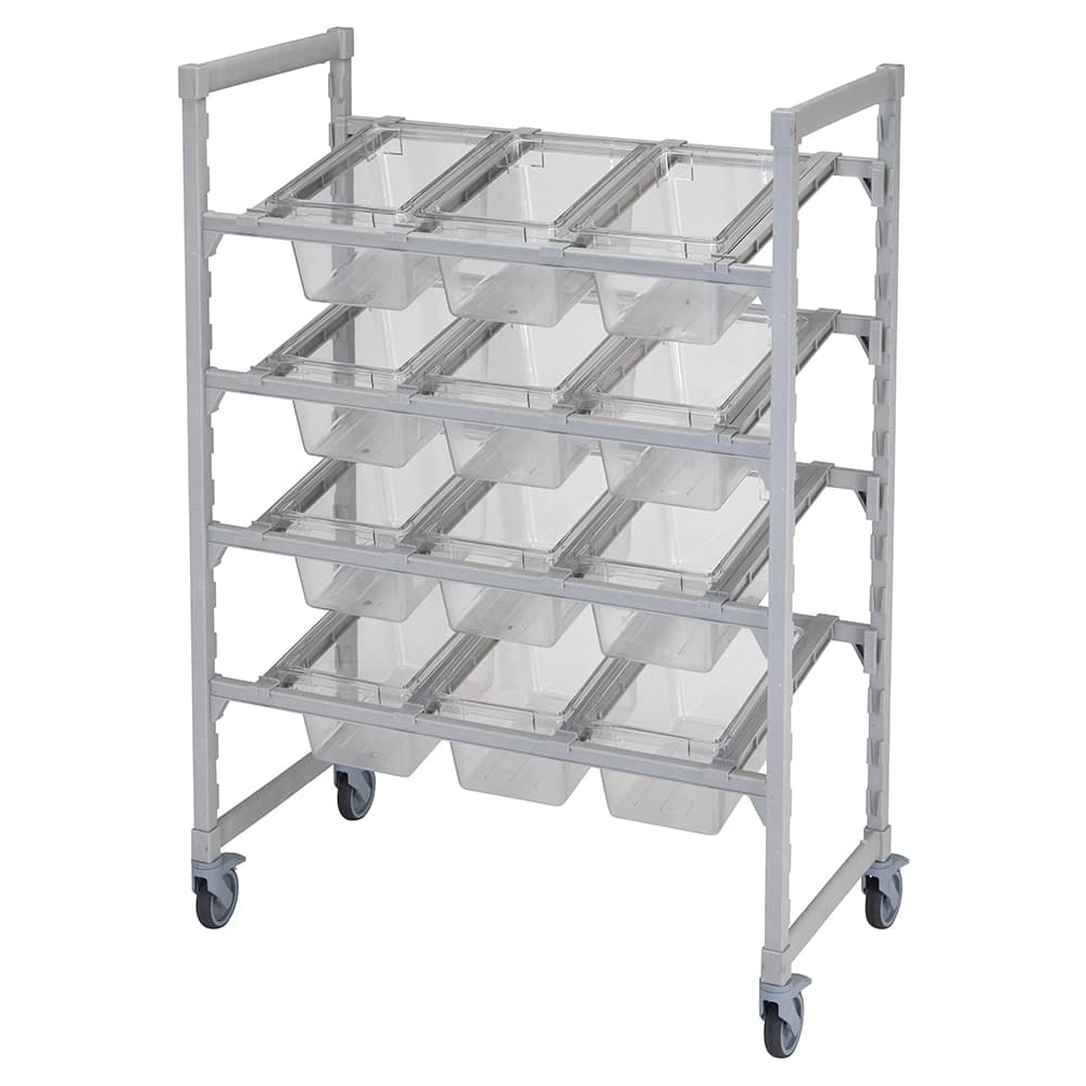 Cambro CPM244867FX1480 Mobile Flex Station Unit w/ (4) Open Shelves - Steel/Poly, Speckled Gray
