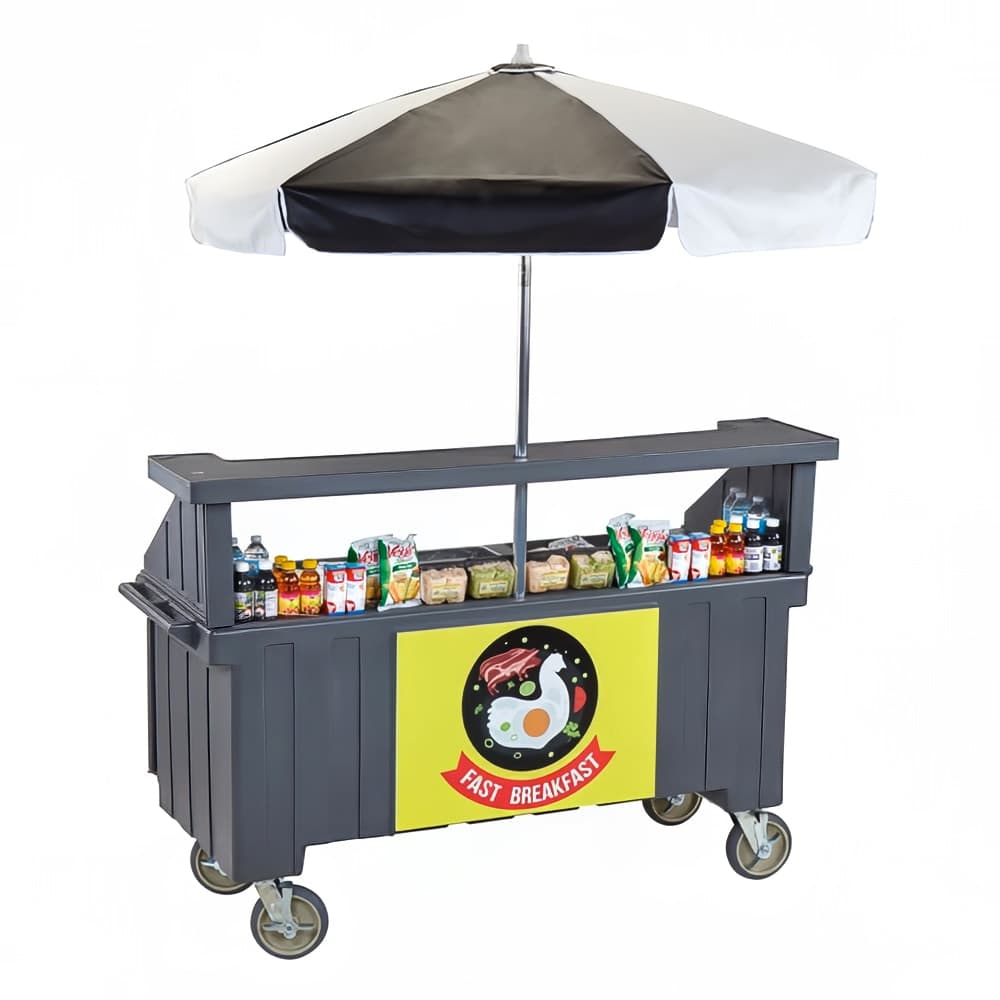 Cambro CVC724191 Food Cart w/ Cover & Cutting Board, 74 1/4"L x 31 3/4"W x 94"H, Gray