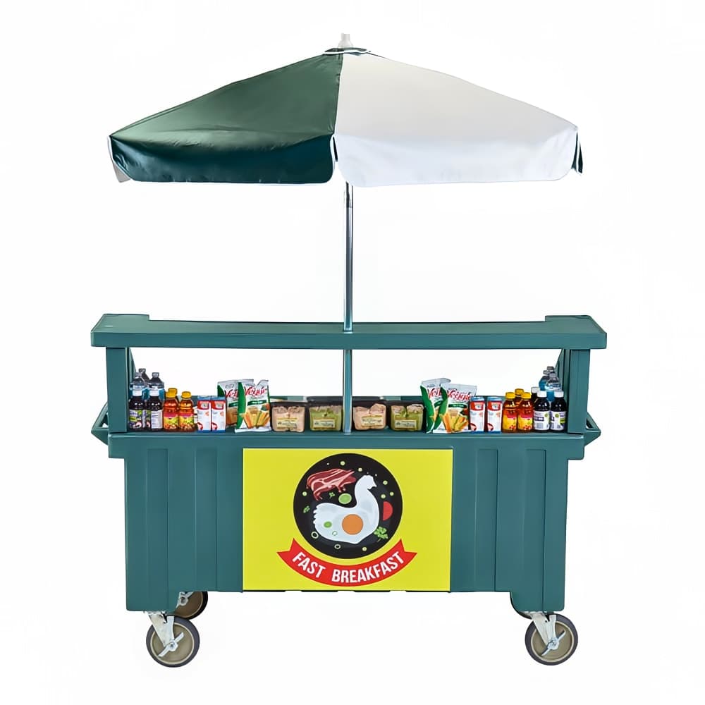 Cambro CVC724192 Food Cart w/ Cover & Cutting Board, 74 1/4"L x 31 3/4"W x 94"H, Green