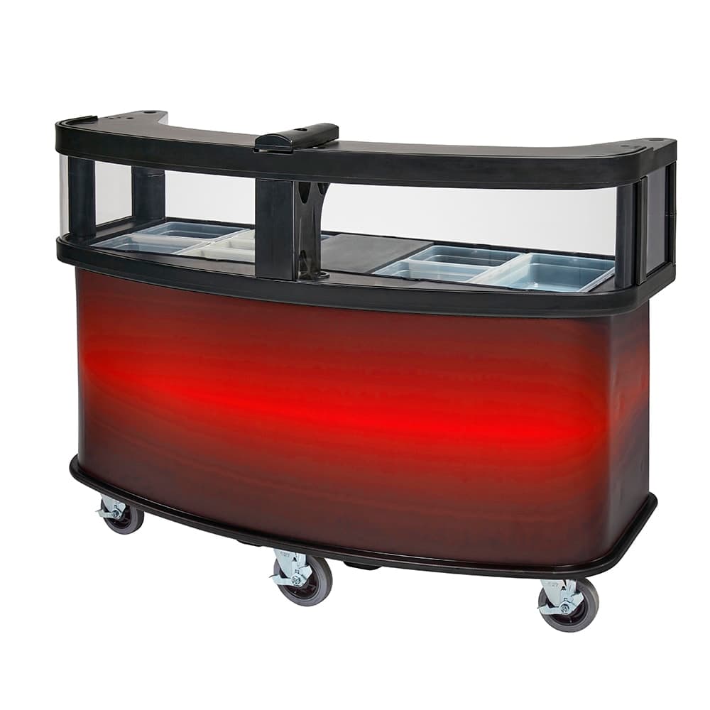 Cambro CVC75W11 75"W Open Well Vending Cart w/ Safety Barrier & Umbrella Hole - Polyethylene, Red