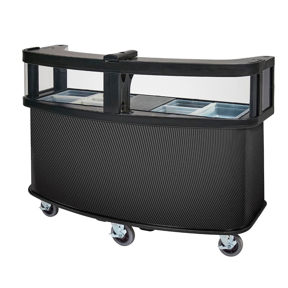 Cambro CVC75W13 75"W Open Well Vending Cart w/ Safety Barrier & Umbrella Hole - Polyethylene, Carbon Fiber