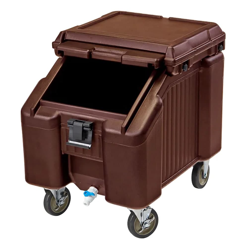 Cambro ICS100L131 100 lb SlidingLid™ Insulated Mobile Ice Caddy - Plastic, Dark Brown