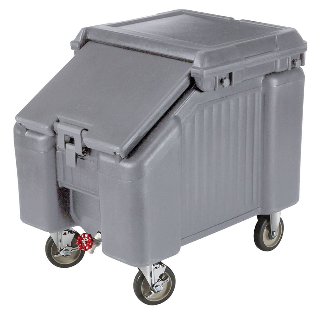 Cambro ICS100L4S191 100 lb SlidingLid™ Insulated Mobile Ice Caddy - Plastic, Granite Gray