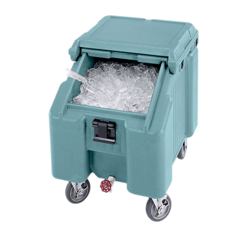 Cambro ICS100L4S401 100 lb SlidingLid™ Insulated Mobile Ice Caddy - Plastic, Slate Blue