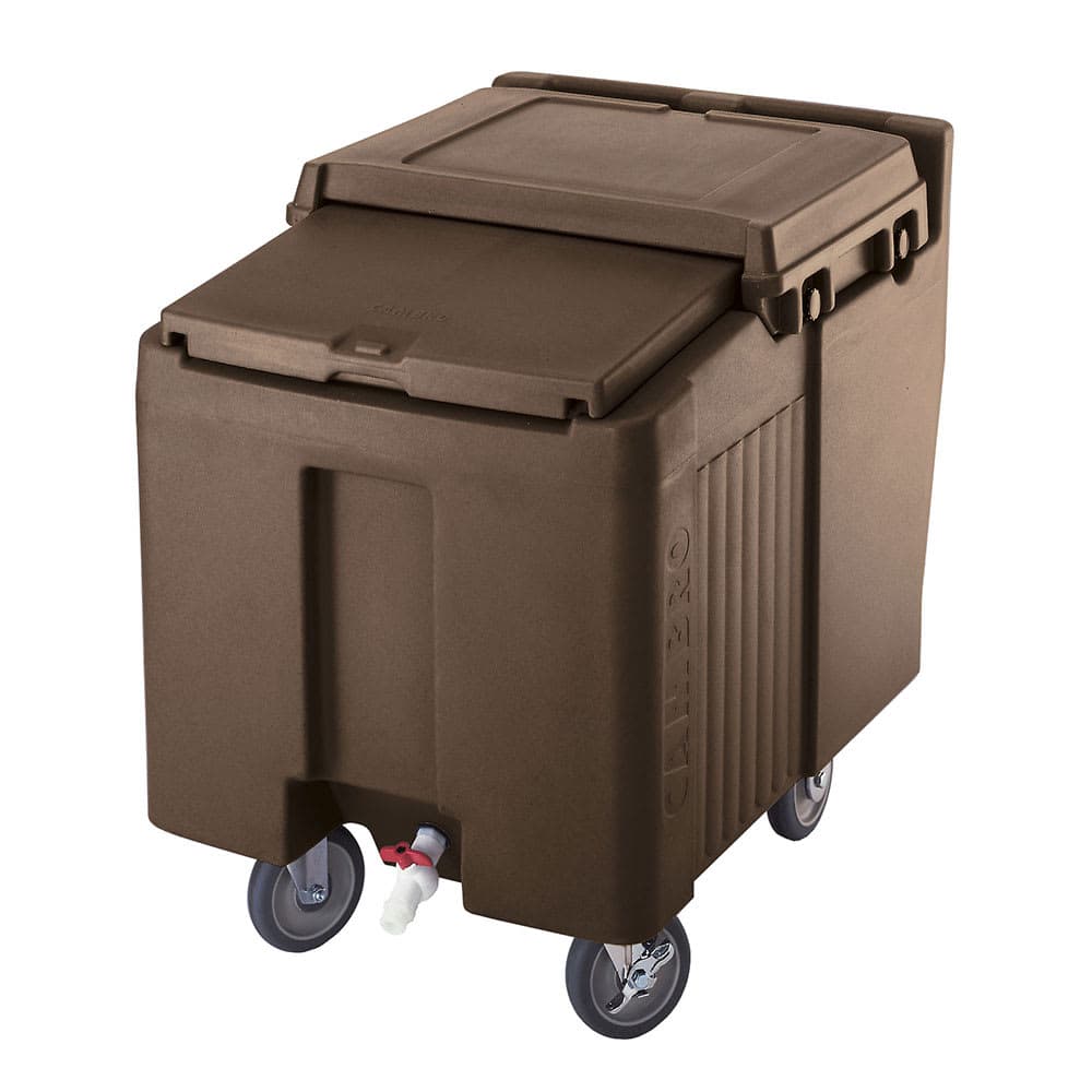Cambro ICS125L131 125 lb SlidingLid™ Insulated Mobile Ice Caddy - Plastic, Dark Brown