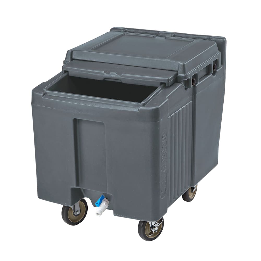 Cambro ICS125L191 125 lb SlidingLid™ Insulated Mobile Ice Caddy - Plastic, Granite Gray