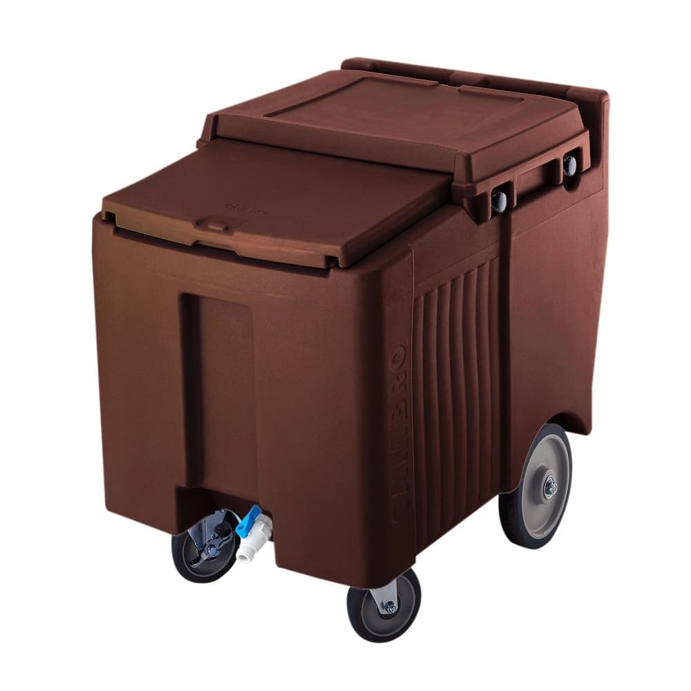 Cambro ICS125LB131 125 lb SlidingLid™ Insulated Mobile Ice Caddy - Plastic, Dark Brown