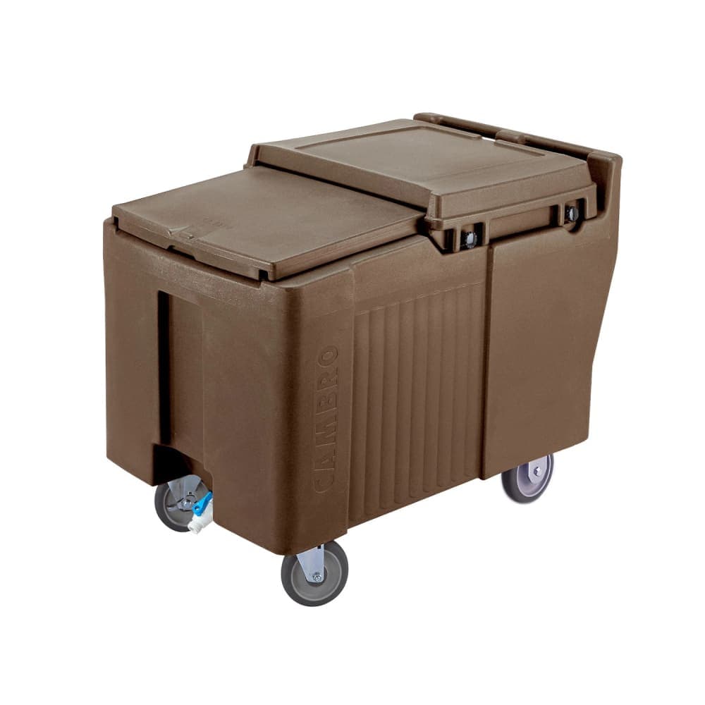 Cambro ICS175L131 175 lb SlidingLid™ Insulated Mobile Ice Caddy - Plastic, Dark Brown